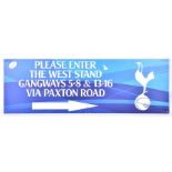 Tottenham Hotspur: an original large enamel external stadium sign from the old White Hart Lane