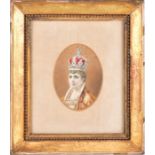 A 19th century watercolour portrait of Queen Alexandra of Denmark, Empress of India wearing a