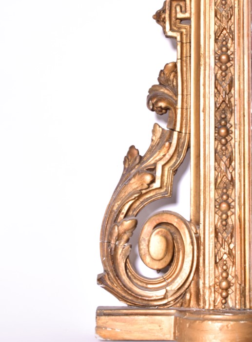 A large Victorian gilt-wood over mantle mirror of rectangular shape, with carved wood border, - Image 3 of 5