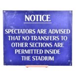 Tottenham Hotspur: an original enamel internal stadium sign from the old White Hart Lane ground