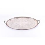 A large late Victorian oval silver twin-handled tray  London 1887, by Goldsmiths' Alliance Ltd, with