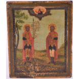 A 19th century Russian icon depicting St Theodore Tyron (of Amasea) and St Theodore Stratelates (