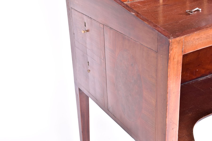 A George III 'Davenport' style writing desk of small proportions the sloping lid enclosing a bank of - Image 5 of 7