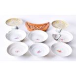 A group of 20th century Chinese porcelain dishes to include two tazzas, three footed dishes and