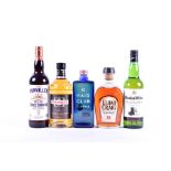 Five bottle of assorted spirits comprising: Elijah Craig Kentucky Straight Bourbon Whiskey, Haig
