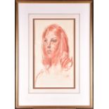 Augustus John (1878-1961) Welsh 'Head of a girl', signed and dated '1955', red pastel on paper,