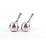 A pair of Georg Jensen cruets designed by Philip Bro Ludvigsen, made of brushed stainless steel,