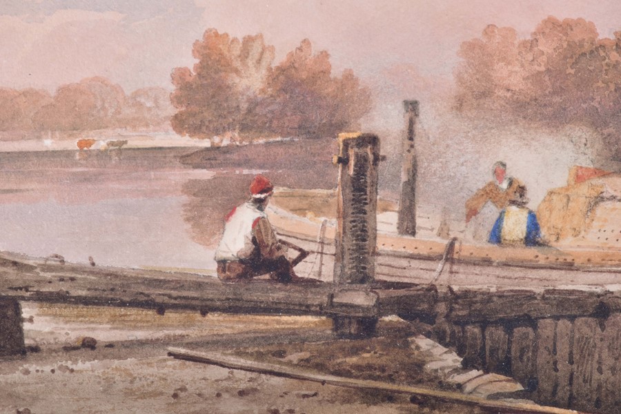 Samuel Prout (1783-1852) British ‘Lock Gates,’ watercolour on paper, framed and glazed, Clarges - Image 4 of 4