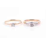 A 9ct yellow gold and solitaire diamond ring set with a round-brilliant cut diamond of approximately