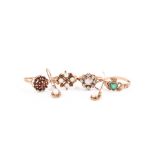 A 9ct yellow gold, garnet, and opal cluster ring size L, together with a 9ct yellow gold and