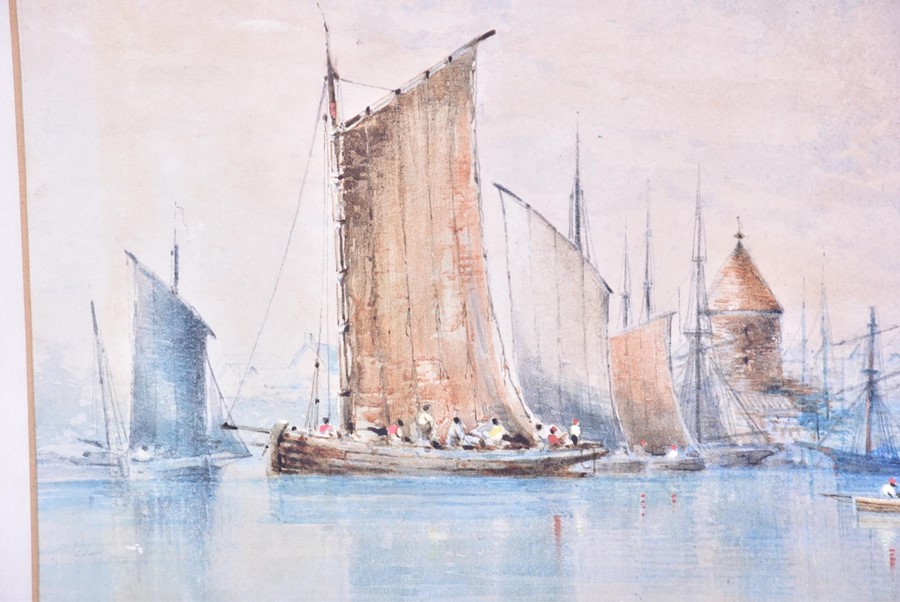 Attributed to William Howes Hunt (1806-1979) British "Yarmouth", depicting a maritime scene, - Image 3 of 7