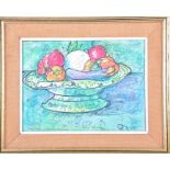 William de Belleroche (1912-1969) British 'The Fruit Bowl', still life, watercolour, black chalk and