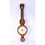 A 19th century mahogany and inlaid banjo barometer by J. Gilardi, Bristol, with broken scroll