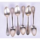 A set of six George III Scottish silver tablespoons Edinburgh 1789, by James Dempster, 12 ozt.