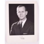 A signed photograph of Prince Philip Mountbatten, the Duke of Edinburgh the photograph taken by