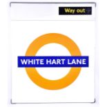 Tottenham Hotspur: a large and original metal railway station sign for 'White Hart Lane' circa 2000,