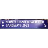 Tottenham Hotspur: an original large enamel internal stadium sign from the old White Hart Lane