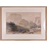 Two lithographs by David Roberts (1796-1864) ‘Petra, the Lower End of the Valley, Showing the