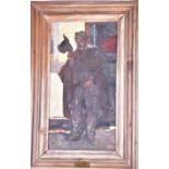 James Kerr-Lawson (1865-1939) Scottish 'Spanish Beggar', oil on board, 37 cm x 19 cm, in a wooden