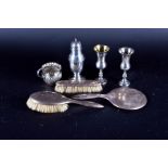 A small collection of silver  to include a silver muffineer, Birmingham 1909, a silver mounted