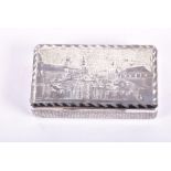 A 19th century Russian silver and niello work snuff box of rectangular form, the cover and underside
