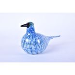 An Iittala Toikka Kriikku glass model of a bird with webbed detail feather effect, with label to