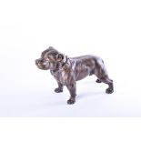 A 20th century bronzed model of a Staffordshire bull terrier realistically rendered anatomically,
