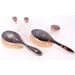 A married Victorian tortoiseshell and silver mounted dressing table set Birmingham and London,