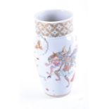 A 20th century Japanese porcelain vase of ovoid form with gilt patterned border, the body painted