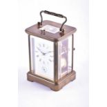 A 20th Century French gilt brass carriage clock by Matthew Norman of London, No 1751, striking and