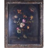 Dutch School, 19th century depicting a floral still life composition  with roses, wild flowers and