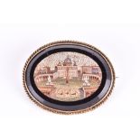 A late 19th / early 20th century micro mosaic brooch of oval form, depicting St Peter's Square in