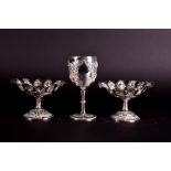 A large Victorian silver goblet London 1870, by Charles Boyton (II), with repoussé floral decoration