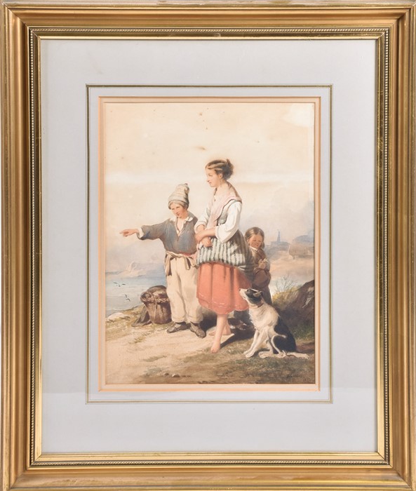 William Collins R.A (1788-1847) British 'Watching for father's barque', depicting a sailor's wife