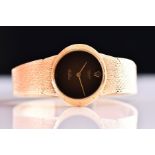 A Rolex Cellini 18ct yellow gold ladies wristwatch the black minimalist dial with Rolex crown and