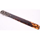 A Victorian tortoiseshell silver letter opener the silver with London hallmarks, made by the Atkin