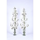 A pair of French floral floor lights modelled with a central tall stem from which branch out