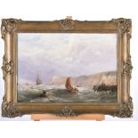 Attributed to Edwin Hayes R.I (1820-1904) British depicting a maritime scene with boats and a