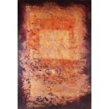 Jafar Rouhbakhsh (1940 - 1996) Iranian Untitled work 1993, Talismanic composition in red, orange and