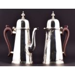 An Elizabeth II silver coffee pot and conforming hot water pot London 1973, by Edward Barnard & Sons