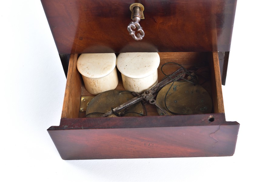 A small 19th century mahogany medical box probably by Savory & Moore, with velvet lined lifting - Image 3 of 6