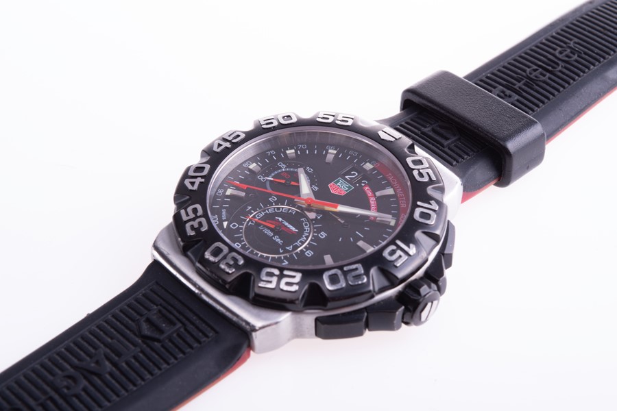 A Tag Heuer Formula 1 Kimi Raikkonen stainless steel chronograph wristwatch the black dial with - Image 7 of 9