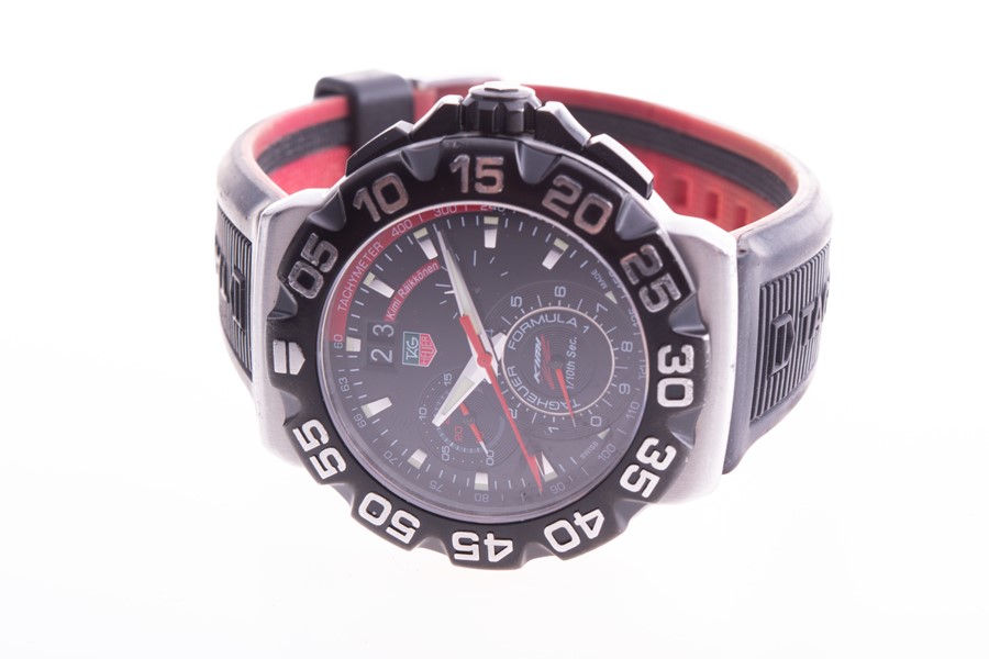 A Tag Heuer Formula 1 Kimi Raikkonen stainless steel chronograph wristwatch the black dial with - Image 3 of 9