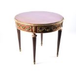 A late 19th century Louis XVI style ormolu mounted table of circular form mounted with finely cast