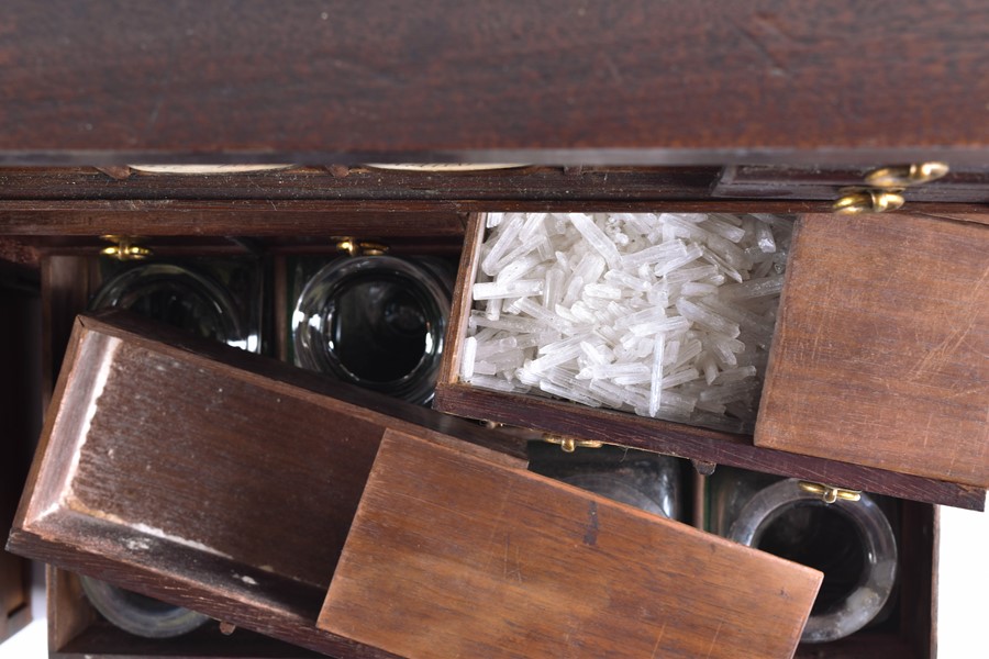 A rare 18th century mahogany medicine chest of 'spice cupboard' style c.1780, the central hinge - Image 8 of 14