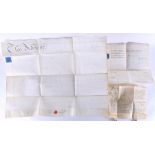 A group of 17th and 19th century English legal documents  comprising an indenture dated 11th October