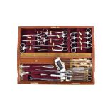 A World War I period mahogany cased field surgeon's set by Down Brothers of London, the brass