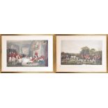 A pair of English coloured mezzotint engravings, 19th century 'The Melton Breakfast', painted by F.