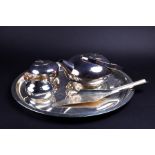 A 1960s Modernist design silver plated tea set by Christofle designed by Lino Sabattini for