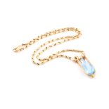 Chimento, Italy. An 18ct yellow gold, diamond, and aquamarine pendant set with an elongated pear-cut